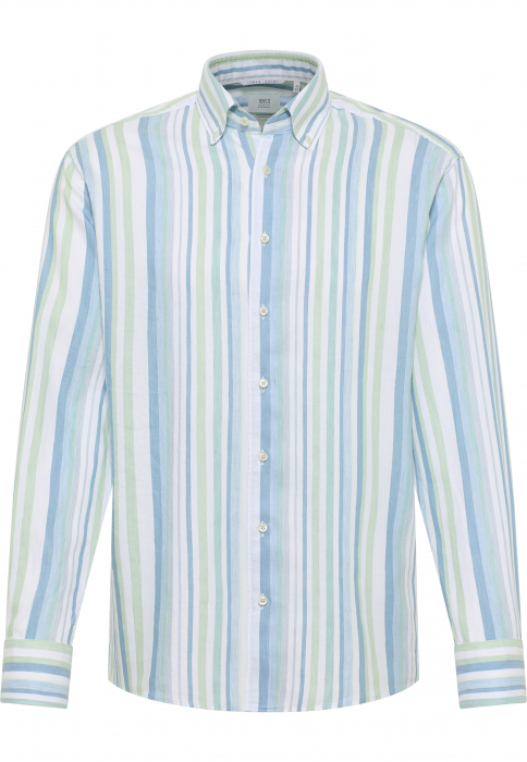 Camasa verde dungi, modern fit, pentru barbati, 59% bumbac 41% in, maneca lunga, model 4216/40 XS14 Eterna [4]