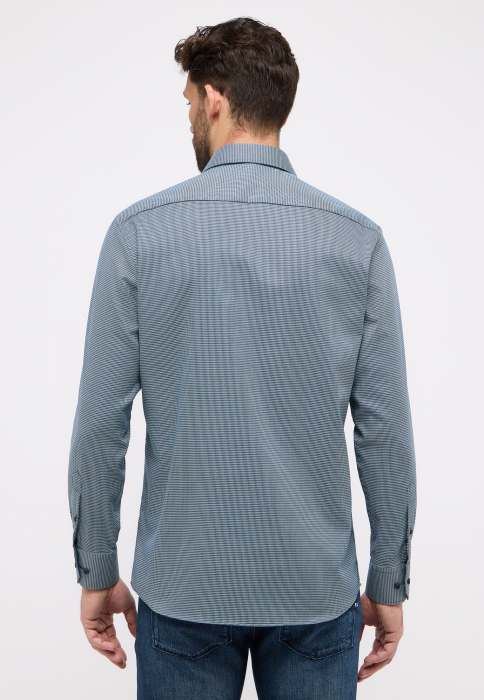 Camasa turquaz, modern fit, pentru barbati, 100% bumbac, maneca lunga, model 8038/48 X18K Eterna [2]