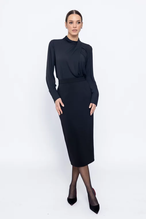 Fusta C3502 midi neagra Caramel [2]