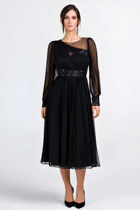 Rochie 1610 matase naturala neagra Leonard