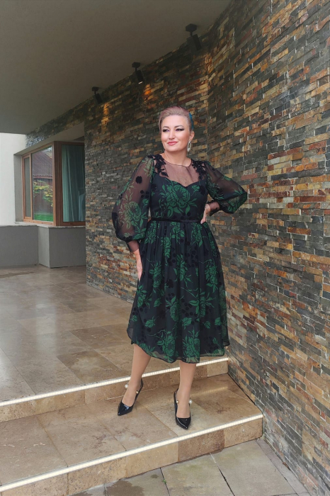 Rochie 1620neagra/verde Leonard [5]