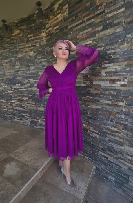 Rochie 1850 matase naturala ciclame Leonard