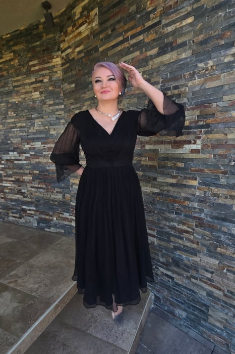 Rochie 1850 matase naturala neagra Leonard