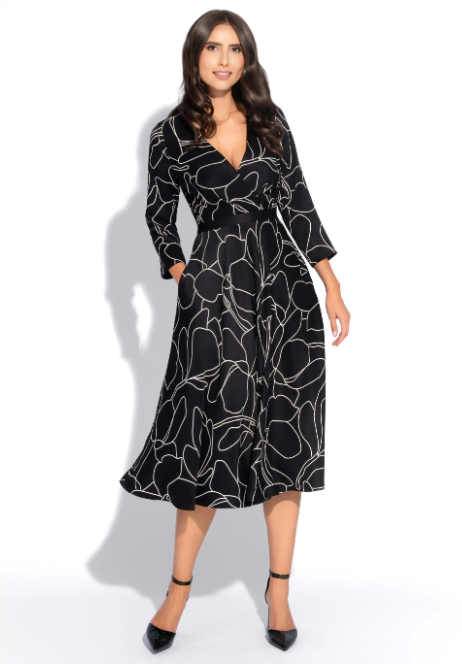 Rochie 1909 neagra flori Leonard [2]