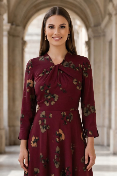 Rochie 1967 grena flori Leonard [3]