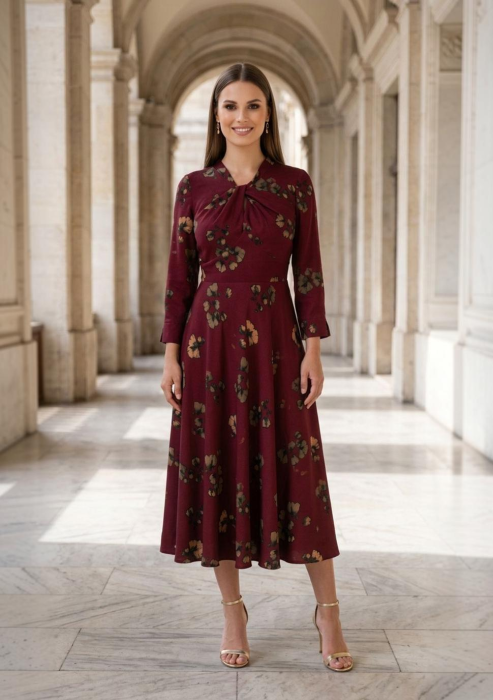 Rochie 1967 grena flori Leonard [4]