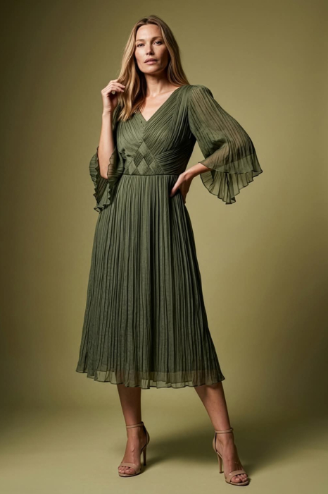 Rochie 237 verde matase naturala Viada [3]