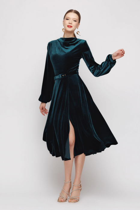Rochie 4452 verde catifea Mizar [4]