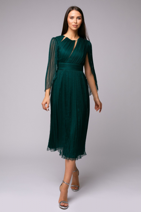 Rochie 5095 matase nat. verde Ginette
