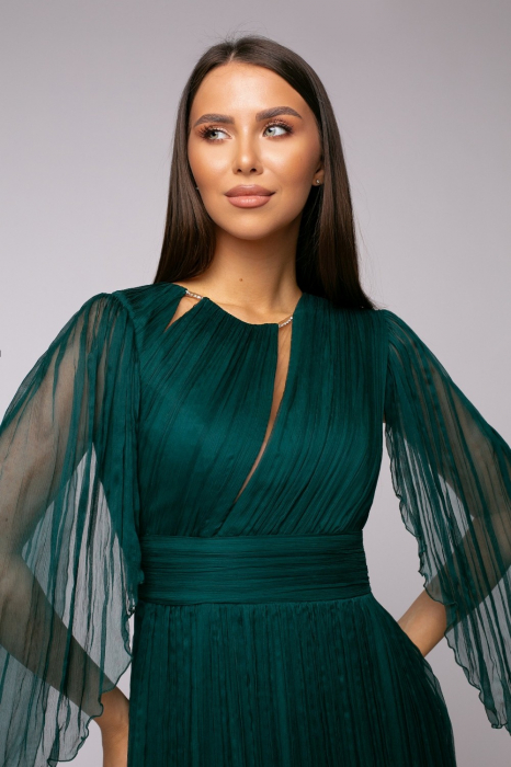 Rochie 5095 matase nat. verde Ginette [3]