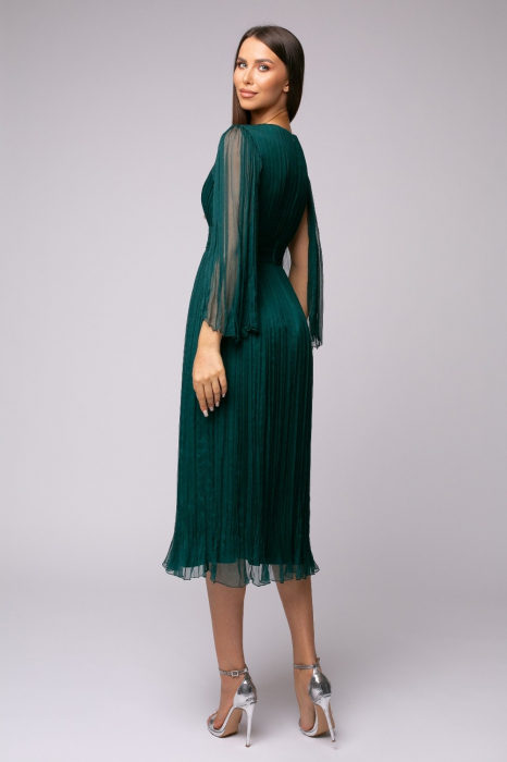 Rochie 5095 matase nat. verde Ginette [2]