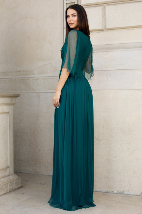 Rochie 5103 verde tull matase nat Ginette [6]