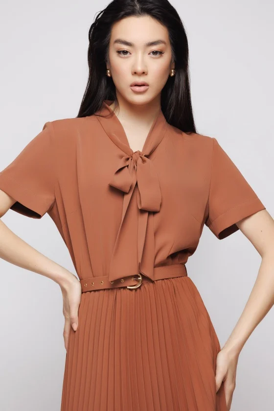 Rochie 5155 camel plisata Mizar [5]