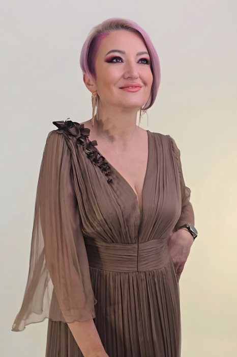Rochie 5170 maro matase naturala Ginette [2]