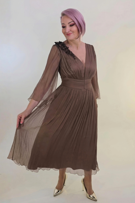 Rochie 5170 maro matase naturala Ginette [3]