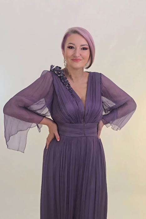 Rochie 5170 mov matase naturala Ginette [3]