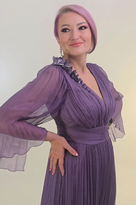 Rochie 5170 mov matase naturala Ginette [2]