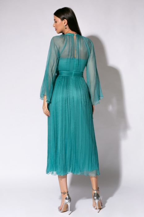Rochie 5182 turquaz matase nat Ginette [3]