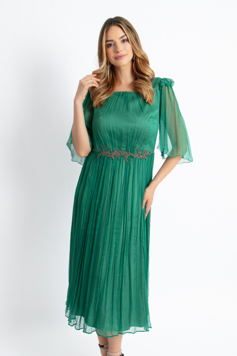 Rochie 710 verde matase naturala Viada