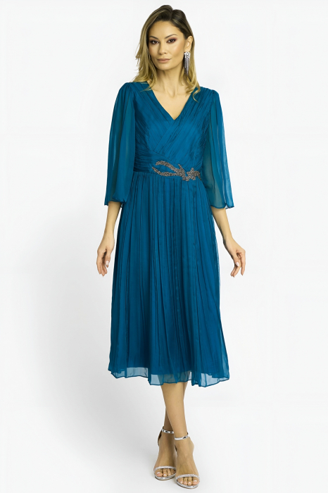 Rochie 995 matase naturala blu Viada