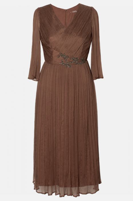 Rochie 995 matase naturala maro Viada