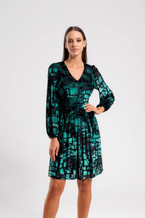 Rochie C8460 catifea turquaz Caramel [4]
