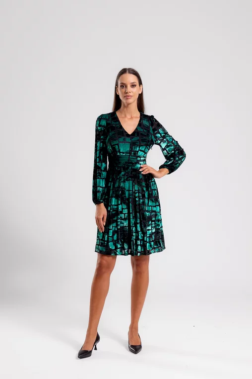 Rochie C8460 catifea turquaz Caramel [3]
