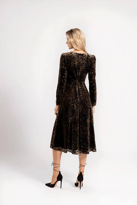 Rochie C8475 animal print catifea Caramel [3]