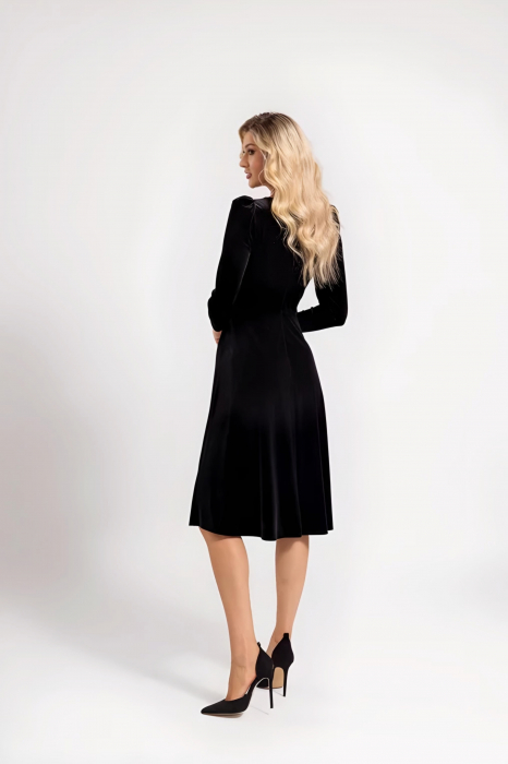 Rochie C8476 neagra catifea Caramel [5]