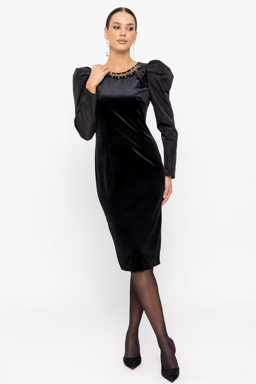 Rochie C8480 neagra Caramel