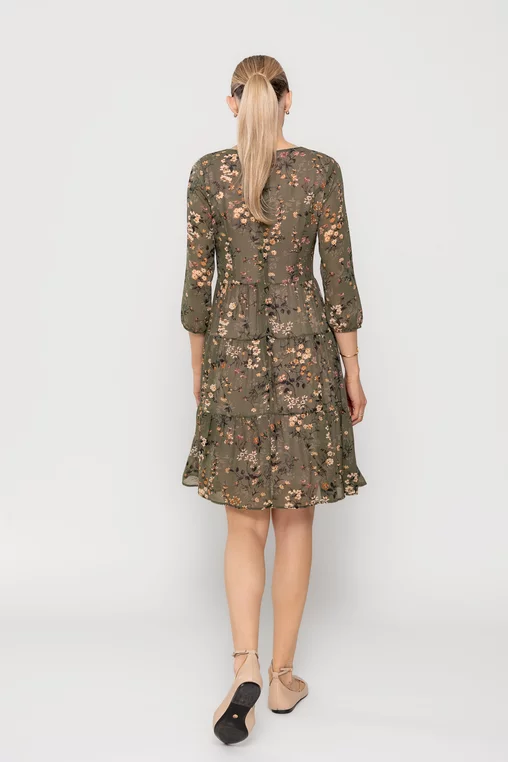 Rochie C8515 kaki in florata Caramel [2]