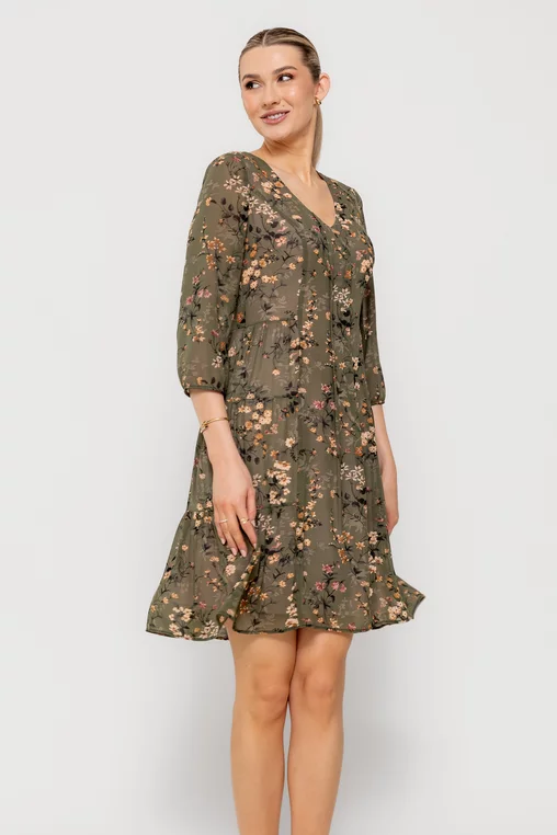 Rochie C8515 kaki in florata Caramel [4]