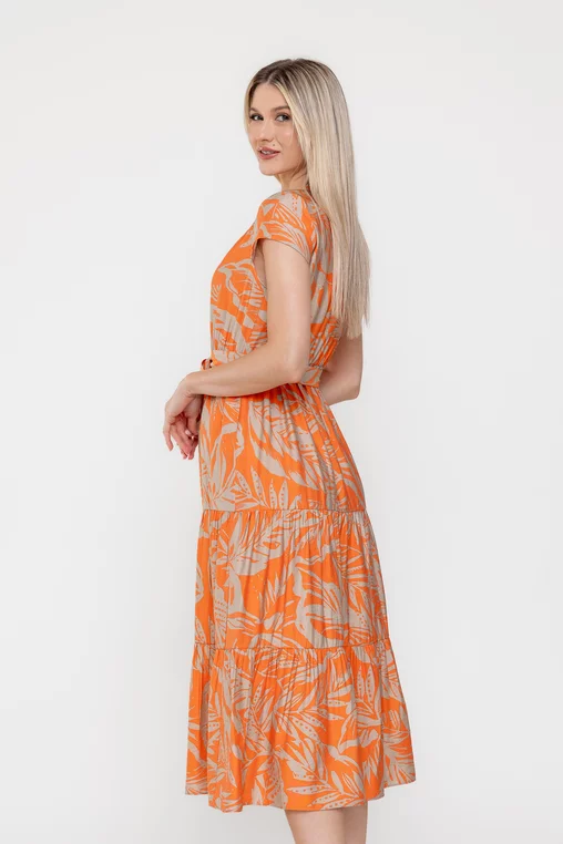 Rochie C8536 vascoza orange Caramel