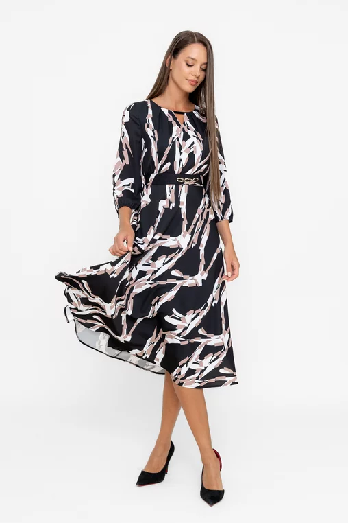 Rochie C8567 neagra bej Caramel [3]