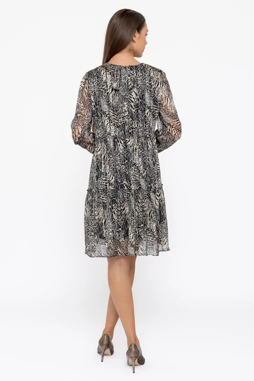 Rochie C8602 voal imp Caramel [6]