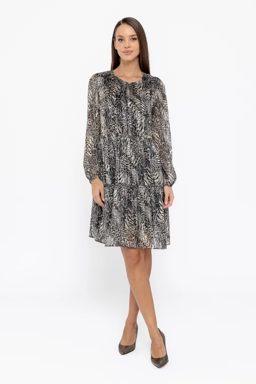 Rochie C8602 voal imp Caramel [2]