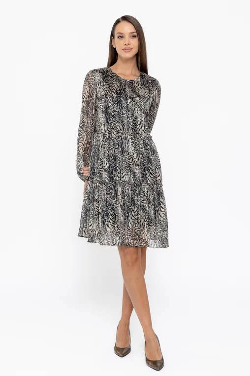 Rochie C8602 voal imp Caramel [4]