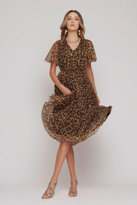 Rochie CC1MZ4229 plisata leopard Mizar