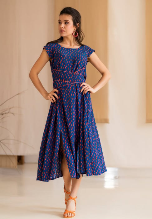 Rochie Karissa bleumarine imp Hermosa