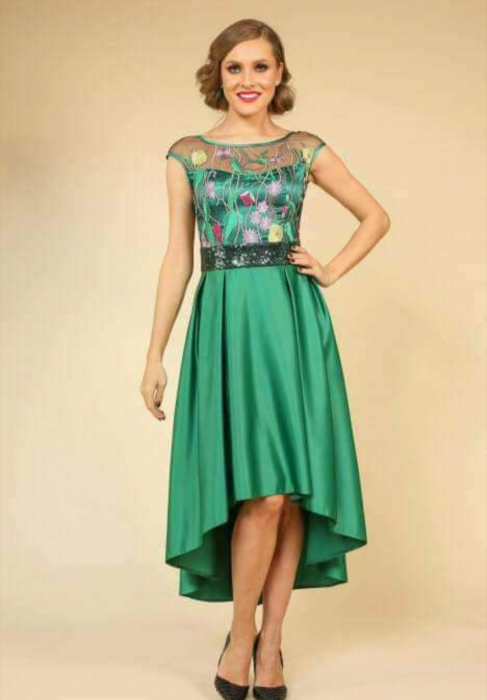 Rochie lunga asimetrica verde Fany Lux