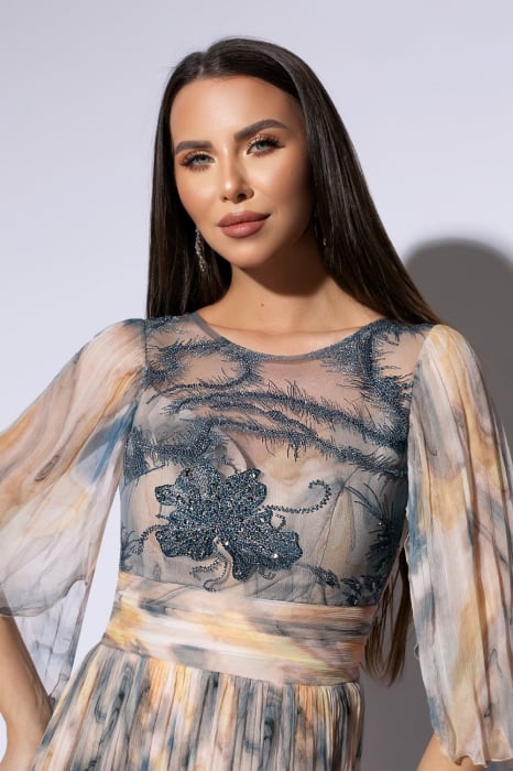 Rochie M5112 matase naturala imp Ginette [5]
