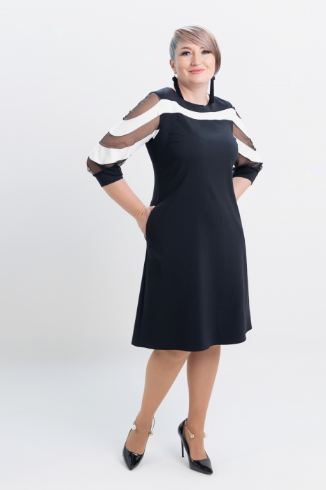 Rochie T101 alb/negru [4]