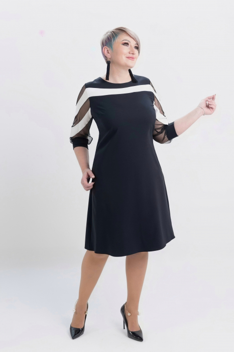 Rochie T101 alb/negru [3]