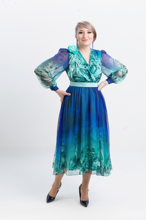 Rochie T111 imprimat albastra [2]