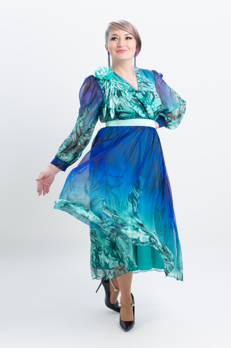 Rochie T111 imprimat albastra [5]
