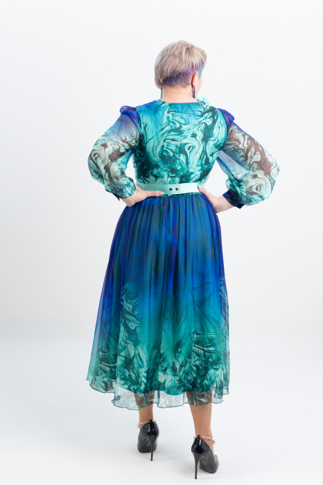 Rochie T111 imprimat albastra [4]
