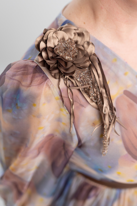 Rochie T111 imprimat bej [5]