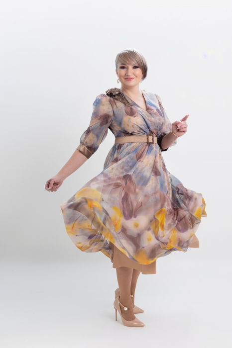 Rochie T111 imprimat bej [2]