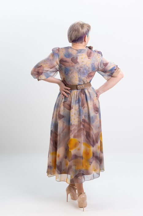 Rochie T111 imprimat bej [3]