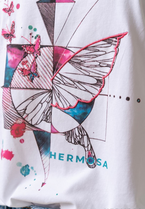 Tricou 14580 alb fluture Hermosa [3]